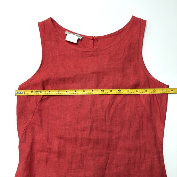 Haris Cotton Womens Red 100% Linen Made in Greece Sleeveless Ruffled Dress Small - Picture 4 of 6